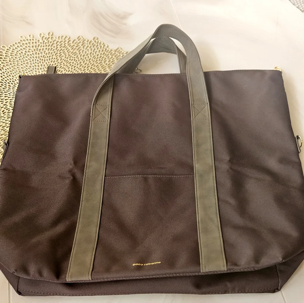 PACO RABANNE Weekender travel bag brown NEW good for laptop or papers for office